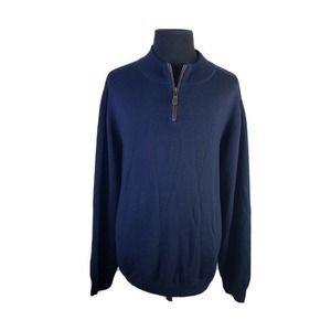 Viyella Navy Blue 1/4 Zip 100% Merino‎ Wool Pullover Sweater Mens XXL